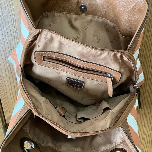 Born Concept Striped Brown and Orange Women's Bag - Picture 4 of 8